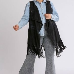 Faux Suede Vest with Fringes Plus Size!